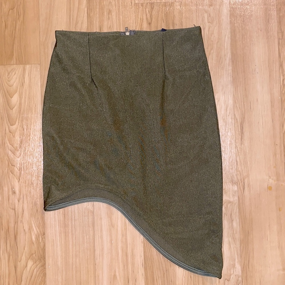Asymmetrical Olive Green Skirt